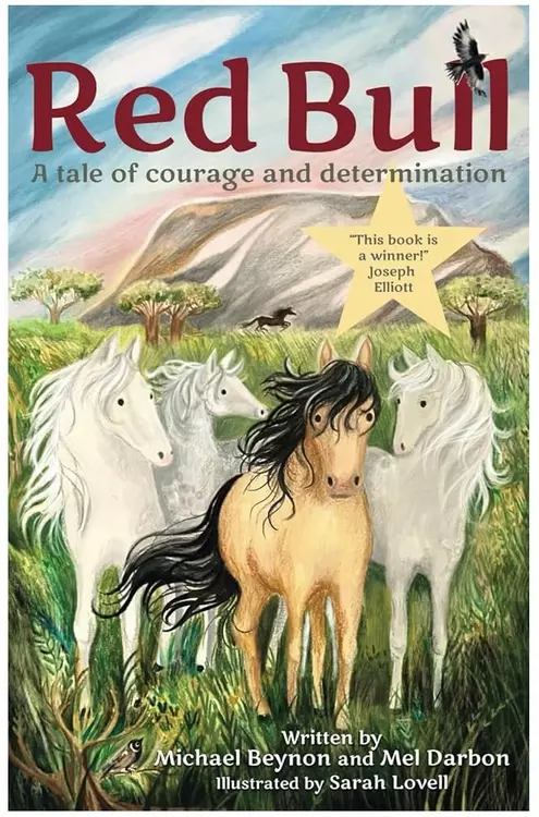 An illustration of a herd of horses for a book cover 